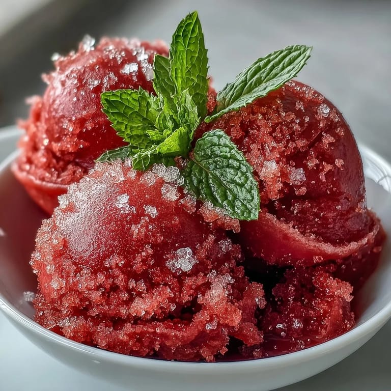 Creamy strawberry sorbet infused with zesty lime and a hint of rum, served in chilled glasses.  