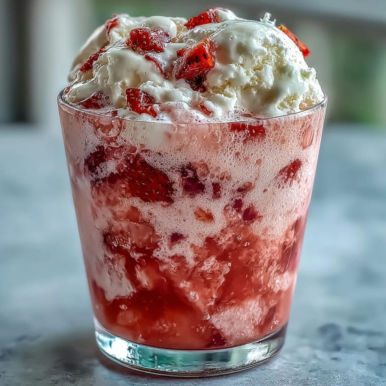 Vibrant strawberry daiquiri float featuring zesty lime, fresh berries, and effervescent sparkling water in chilled glass.