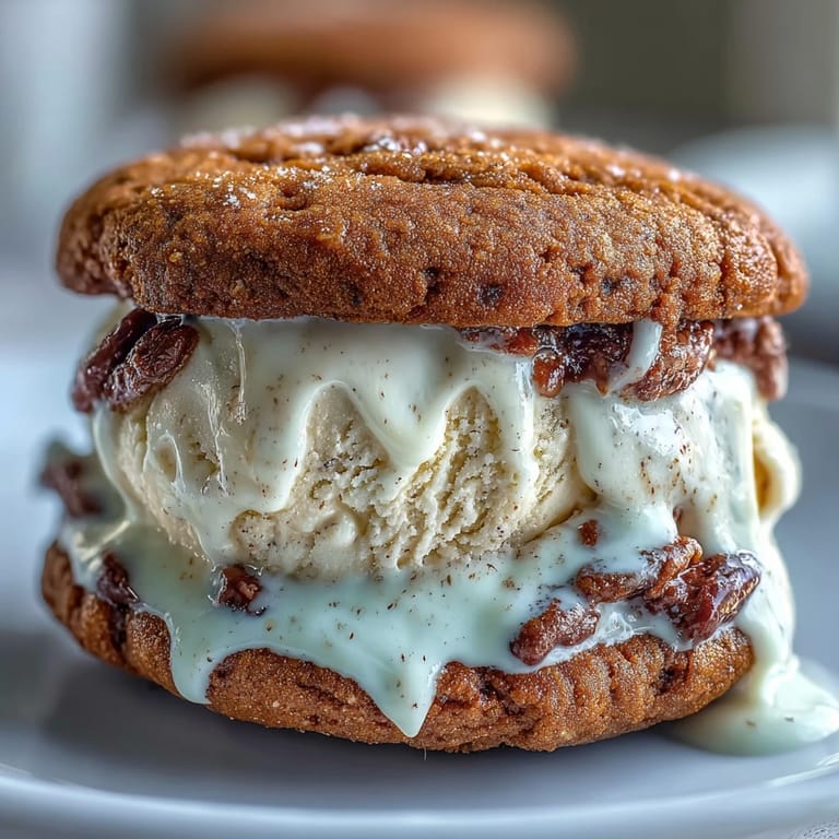 Indulgent vanilla bean Frappuccino ice cream sandwiches feature coffee-infused cookies and smooth vanilla bean ice cream for a cool dessert.