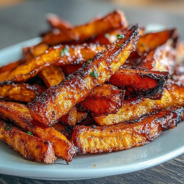 Golden sweet potato fries from the air fryer, paired with zesty homemade garlic aioli.