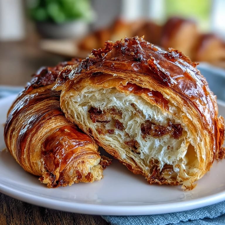 Homemade sourdough croissants with crisp golden crust and soft, airy interior, ideal for pairing with coffee.  