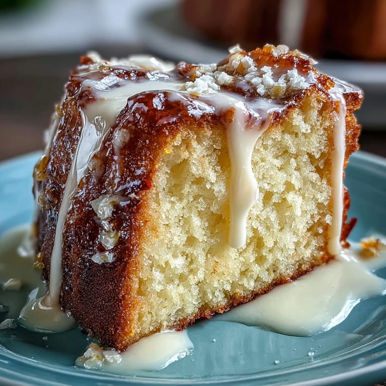 Tangy lemon pound cake drizzled with sweet Limoncello glaze, offering a refreshing Italian-American dessert experience.
