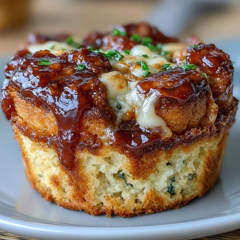 Tender cornbread muffins baked to perfection, featuring pockets of sweet BBQ sauce and sharp cheddar cheese in every bite.  