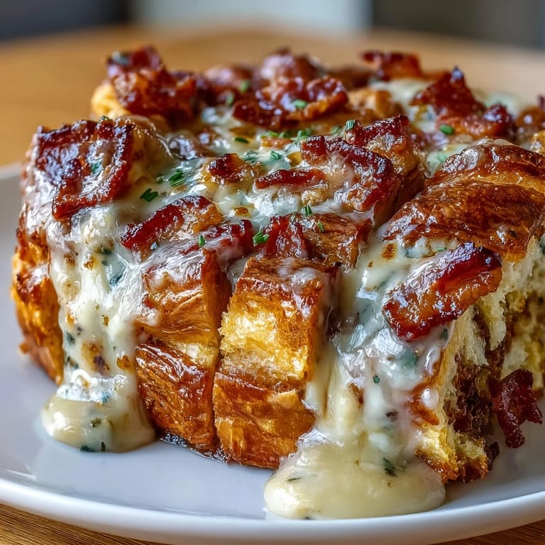 Buttery croissants, smoky ham, and Swiss cheese baked to perfection in a rich, golden egg custard.  