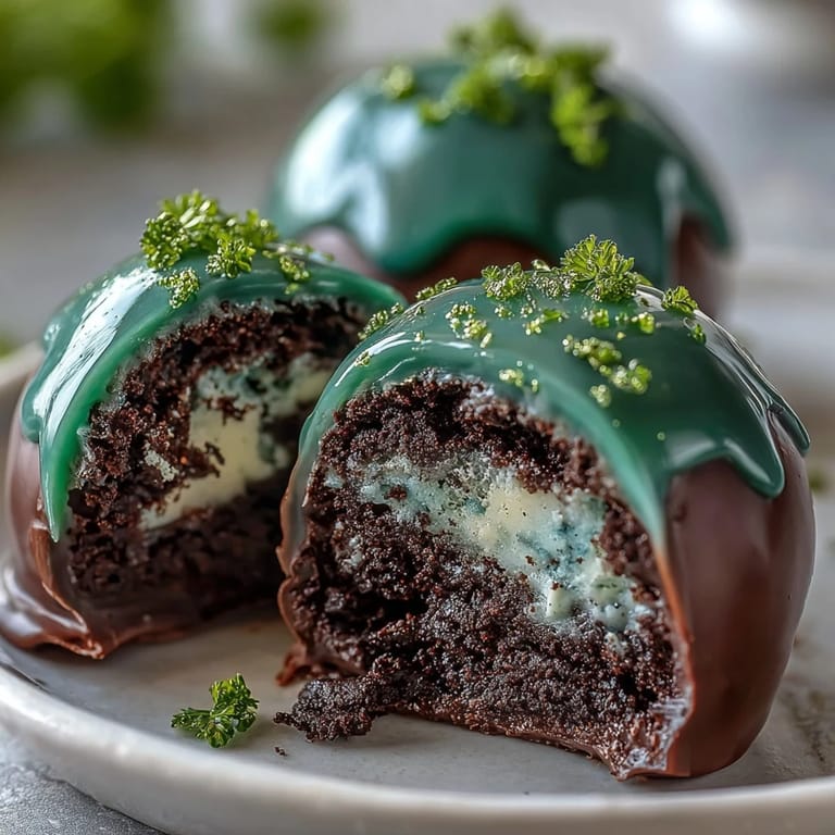 Festive dessert featuring rich Oreo truffles dipped in green candy coating and decorated with sprinkles for a lucky holiday treat.