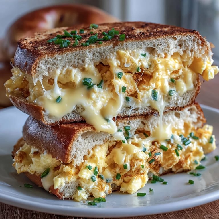 Golden toasted bagels layered with savory baked eggs and melted cheese create easy, nutritious protein bagels meal prep breakfast sandwiches.