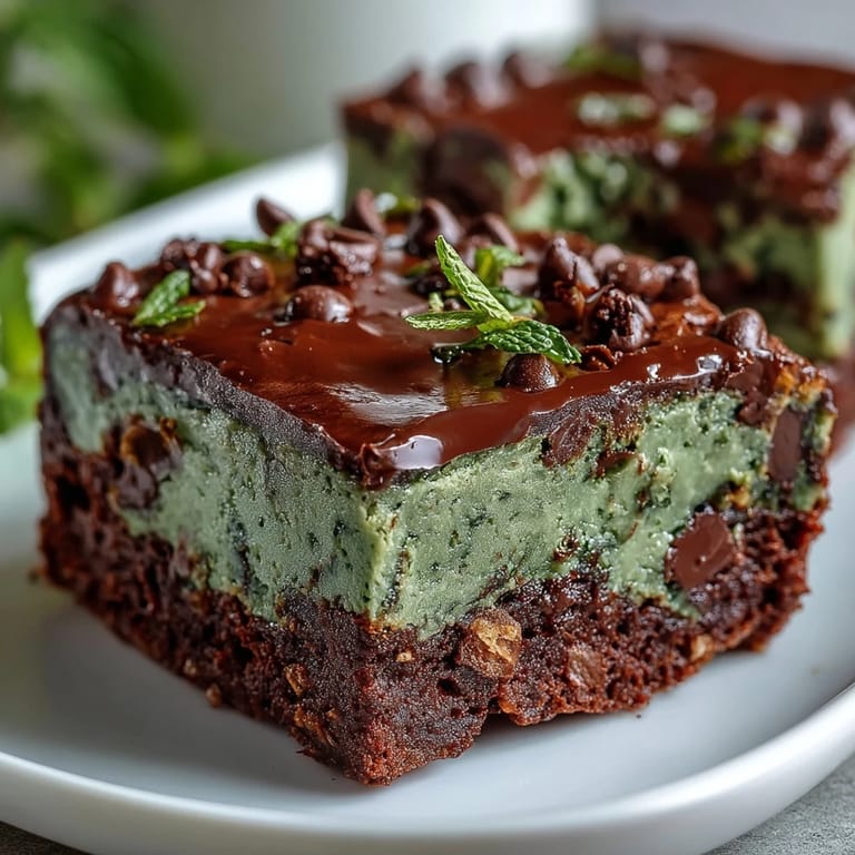 Cool mint-infused brownie bites packed with mini chocolate chips, offering a refreshing twist on classic St. Patricks Day desserts.