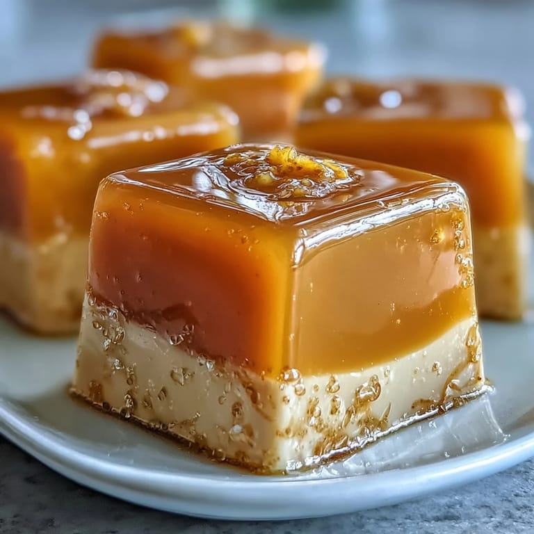 Vibrant vegan mango agar-agar jelly cubes layered with sweet coconut milk goodness.