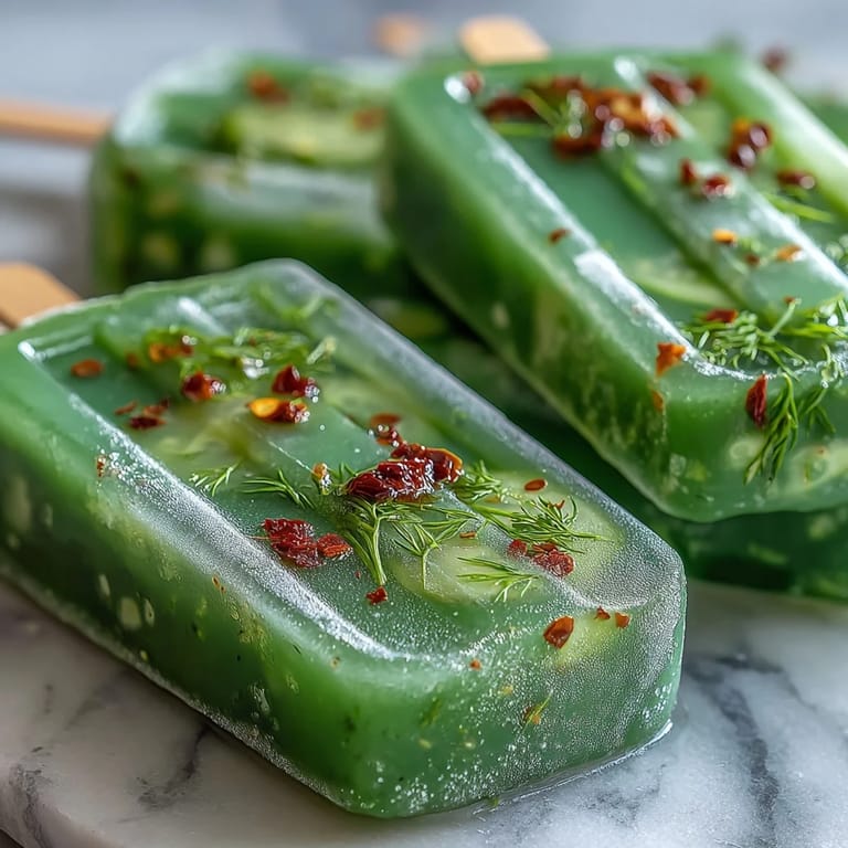 Refreshing Pickle Juice Popsicles image showing tangy, frozen delight on a sunny day.