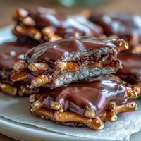 Crunchy pretzel homemade peanut butter cups with creamy filling and rich chocolate topping on a salty pretzel base.  