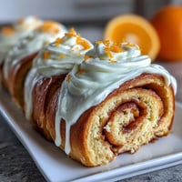 Soft orange rolls with orange cream cheese frosting, golden and fluffy, topped with creamy citrus frosting and a sprinkle of zest.  